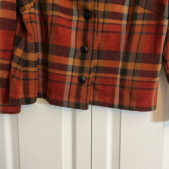 VTG Miss Dorby Women’s Petite Size 16P Flannel Style Orange Red Plaid Blazer G1 - Picture 3 of 9